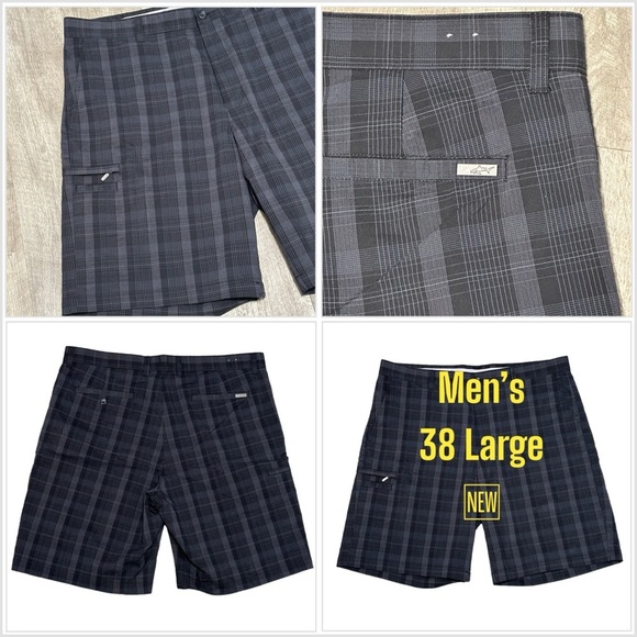 Men's Greg Norman Golf 38 Large Chino Khakis Shorts Black Stretch Grip Waistband - Picture 1 of 8